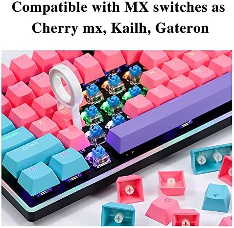 Ussixchare Капачки за комбинации от 60 на Сто от 104 Набор от Капачки за ключове за осветление от PBT за 60% Геймърска клавиатура Gateron Kailh MX Switches (Ahri)