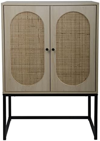 Висок Буфетный шкаф за съхранение на MFCHY с 2 Врати от естествен Плетеного ратан и Регулируеми Рафтове за съхранение в Хола