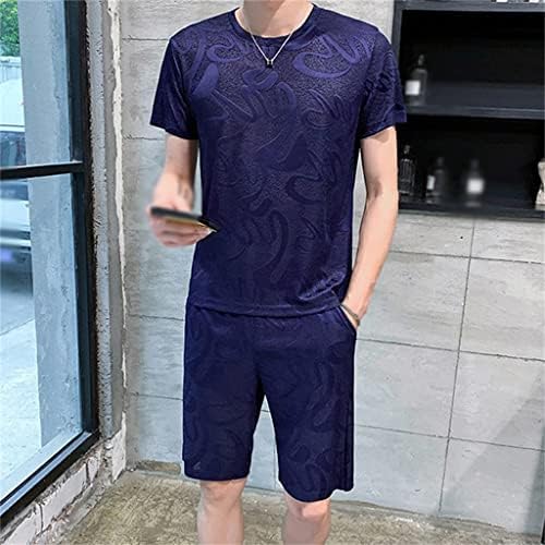 YCZDG Комплект толстовок от ледената коприна, мъжка Лятна Плажна Лека спортни облекла от 2 теми, Големи размери (Цвят: A, размер:
