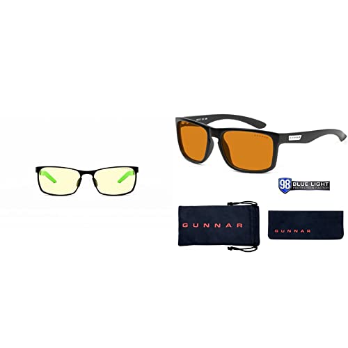 GUNNAR - точките Razer Edition - Блокират 65% синя светлина - FPS, Onyx, кехлибарен оттенък & GUNNAR - Игрални и компютърни очила