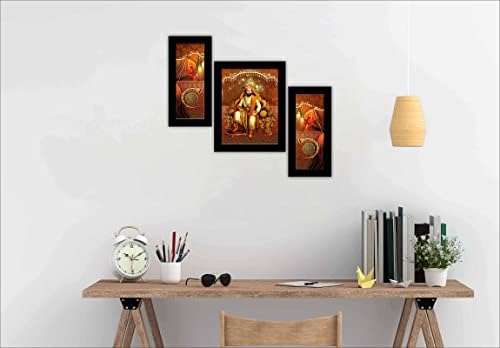 SAF комплект от 3 стенни рисунки Чхатрпати Shivaji за съвременно изкуство за декорация на дома 13,5x22,5 инча