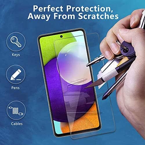 Aleecyn 3 Pack, който е съвместим с Samsung Galaxy A52 5G/A52/а a53 5G Защитно фолио за екран от закалено стъкло, кристал твърдост 9H,