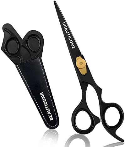 Ножица За Подстригване на коса BEAUTICONE | Професионални Фризьорски Ножици от Матирана Черна Неръждаема Стомана /Винарите | Фризьорски