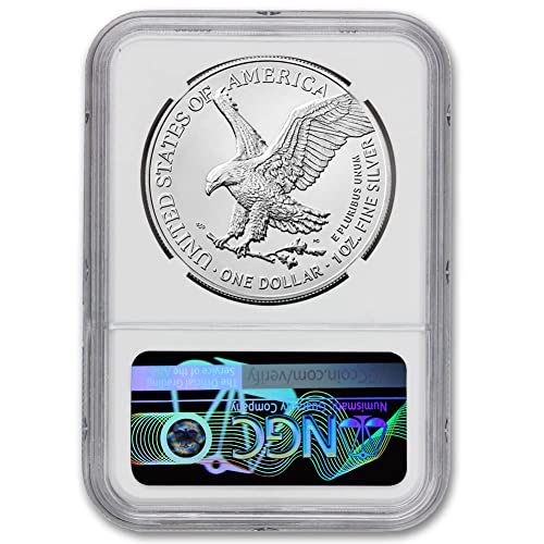 2023 Американска монета MS-70 на кюлчета сребро орел с тегло 1 унция (Първия ден на издаване) на стойност 1 милион 70 цента NGC