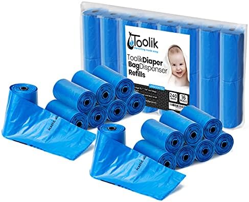 Диспенсер за торбички за памперси Toolik Изпълва Еднократни торбички за боклук, без мирис (16 Ролки - 240 пакет)