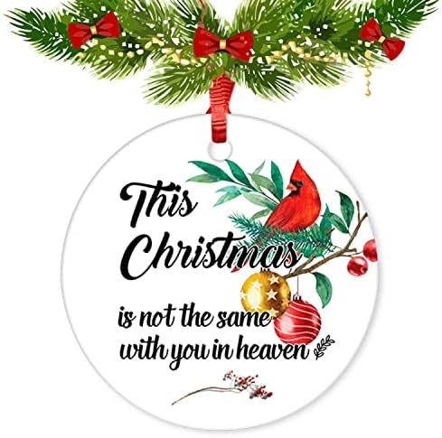Това Коледа не е същото, че с Теб на Небето Коледен орнамент Червен Кардинал Керамични Украшение 3 в Памет на Любим човек