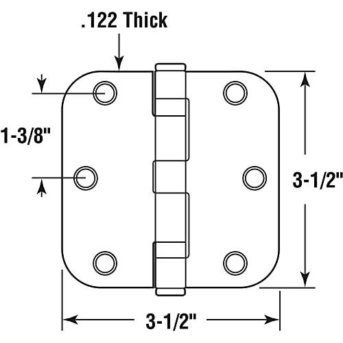 Prime-Line Products U 1156953 Врата на панта с Търговски шарикоподшипником Smooth Pivot 2, 3-1/2 x 3-1/2 инча. с 5/8 инча. Подпора