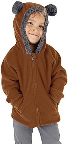 Дете Деца Детски момчета момичета руно hoody яке палто връхни дрехи есен-зима на мълния сладък мечка ушите на момчетата 4Т