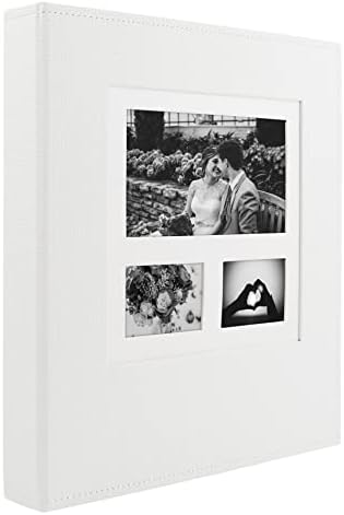 AUEAR, Фотоалбум Побира 4x6 600 Снимки, Книга е с Голям Капацитет на Бала, Семейна годишнина от Сватбата (Бяла корица от тисненой на кожата)