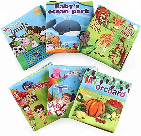Комплект от 6! Книжки от мека тъкан с шуршанием за Бебета, Образователни книжки за деца -Комплект от 6
