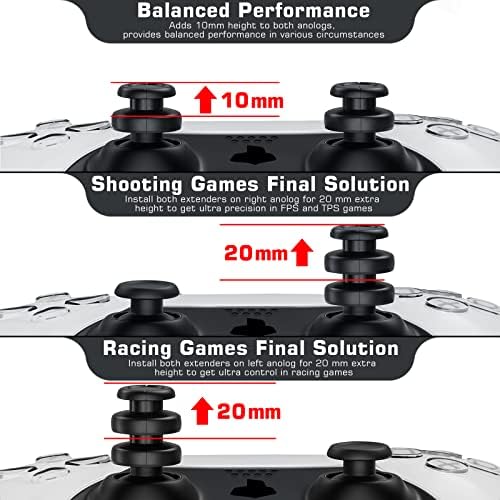 PlayRealm НЕ Пада удължителен кабел за джойстик и Силиконов Калъф за улавяне 2 Комплекта за PS5 и PS4 контролер (Ghost White)