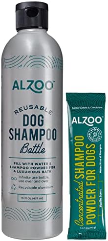 ALZOO за многократна употреба Алуминиев Шампоан в Бутилка и Концентриран прах за кучета, Определени за чувствителна кожа, Просто