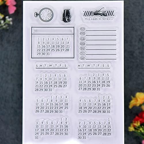 DDOUJOY Календар Месечен Календар Прозрачни Печати за Направата на Картички, Бижута и САМ Scrapbooking 2111562