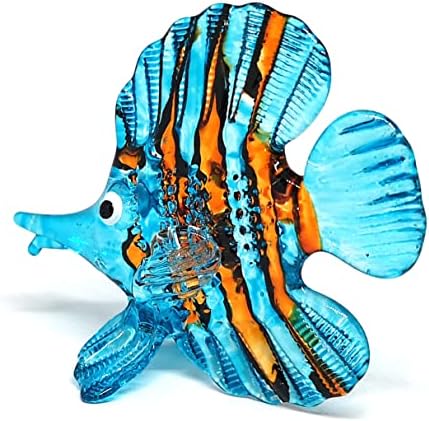 ZOOCRAFT Стъклена Фигурка на Риба Син Аквариум Ръчно изработени Миниатюрни Колекционери Ръчно изработени