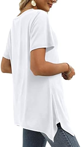 Дамски Дрехи с Къс Ръкав 2023, Памучен Тениска с V-образно деколте, Основна Блуза Свободно, Намаляване, Лятна Есенна Тениска за