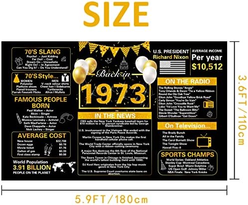 Украса Crenics от Черното злато на 50-ия ден от раждането, Ретро Банер 1973 г. за рожден Ден, Голям 50-Годишният Плакат на годишнина от