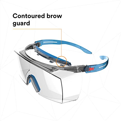 Защитни очила 3M, серия SecureFit 3700, Защита на веждите, Защита от надраскване, се Поставят върху очила, Прозрачни лещи, Сини