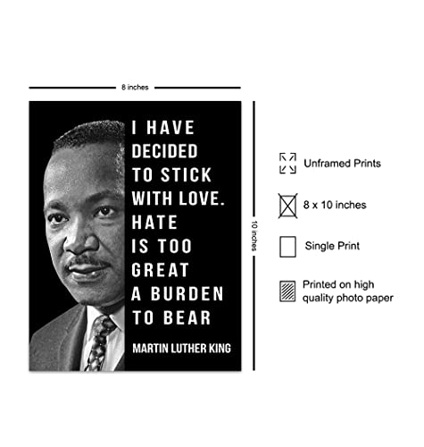Цитат от Мартин Лутър Кинг - Вдъхновяващи Плакат с Надпис MLK, монтиран на стената Артистичен Интериор, 8x10, за хол, Спалня, Класна стая - Подарък за афро-американците, н