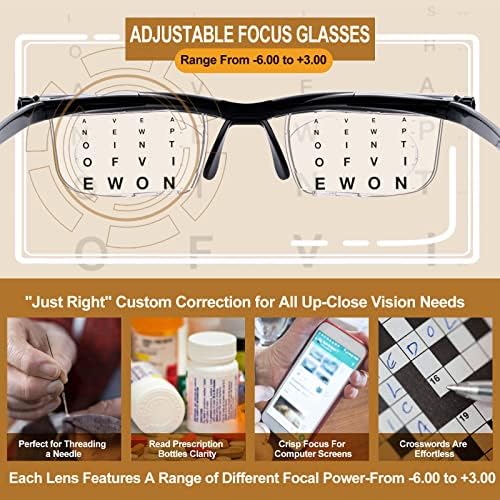 OKH Очила с Регулируем Фокус, Очила за четене Dial Vision Очила за четене с Променлив Фокус, Близко и Далеч Зрение, Дальновидение за