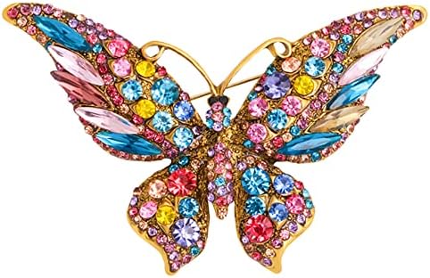 Alvivi Реколта Брошка с Кристали във Формата на Пеперуда, Кристален Жени, Цветни Английска Жени, Boutonniere за Сватбени Облекла, Бижута,