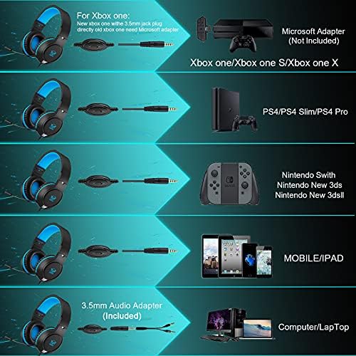 Детска слушалки ifmeyasi за Xbox One, PS4, Nintendo Switch, на стерео слушалки с съраунд звучене на басите 3,5 мм, Режийни слушалки