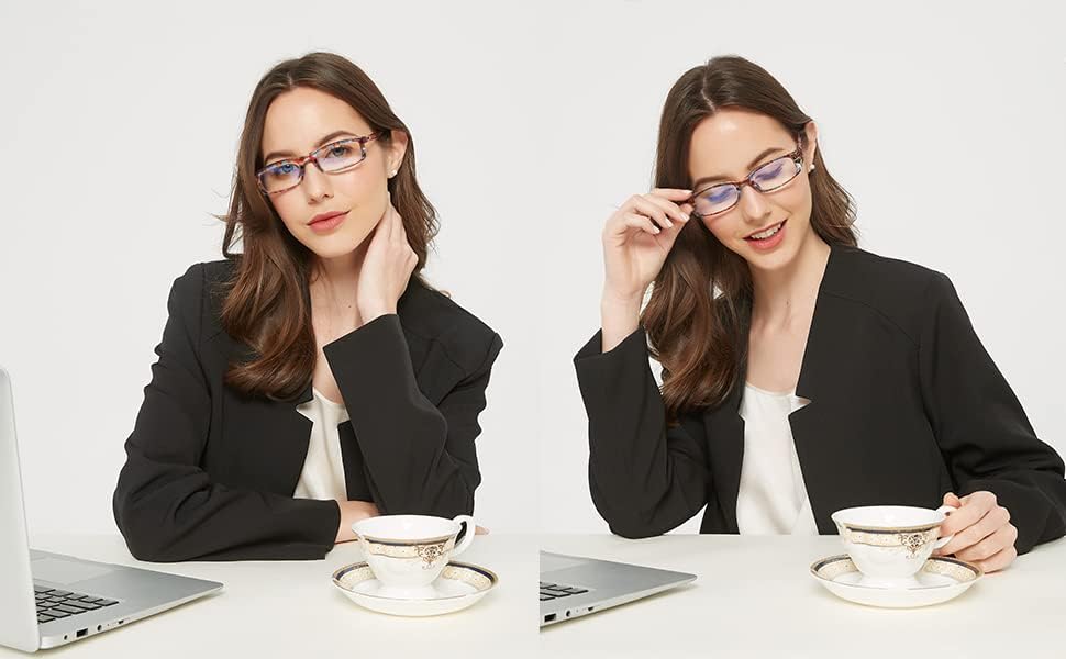 Очила за четене Женски с блокиране на синя светлина - Комплект от 2-х анти-сини ридеров за жени + 2,0 Модни очила с защита от деформации