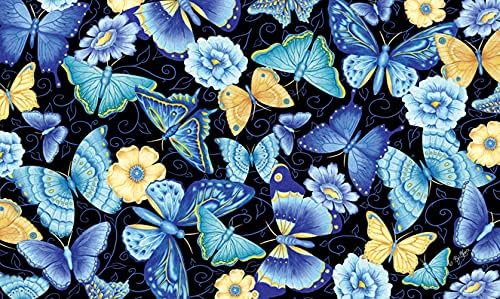 Toland Home Garden 800024 Синя Пеперуда Годишният Врата на Мат 18x30 Инча Пролетта Външен Подложка за Антре с Вътрешен Вход