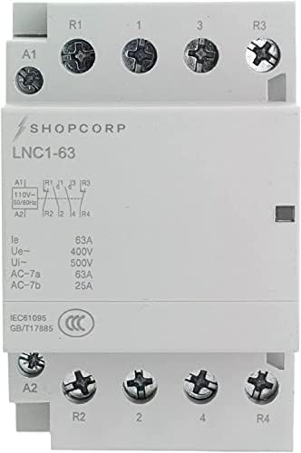 Shopcorp 63 Амперный 4-щифта на контактор 2NO 2NC IEC 400V (тиха работа) – макара 110/120 vac, натоварване на двигателя контактора 40 а
