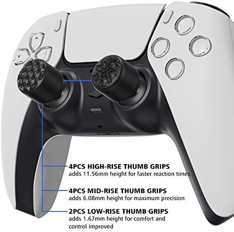PlayVital Черни Ергономични капачки за джойстик, дръжки за палеца за PS5, PS4, Xbox Series X / S, Xbox One, Xbox One X /S, контролер