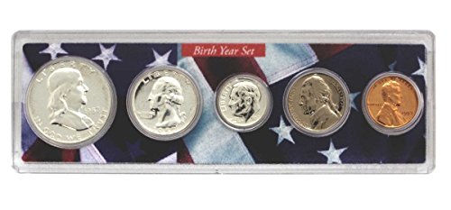 1957-5 Година на раждане монети , монтирани в держателе на американското Без лечение