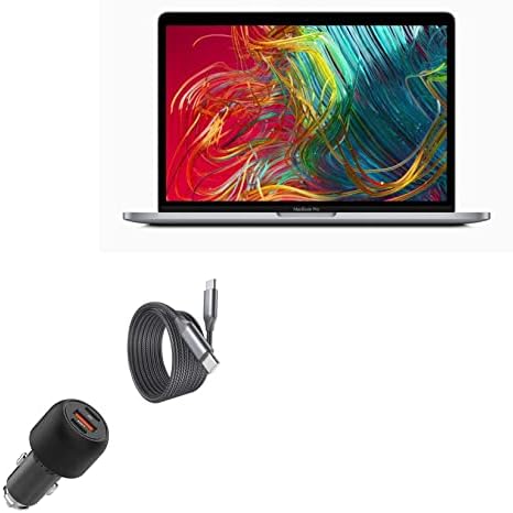 Зарядно за кола BoxWave, съвместимо с Apple MacBook Pro 13 (2020 Г.) - Комплект зарядно устройство за PD (65 W), Кабелен адаптер за кола