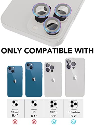 ACCGONON [2 комплекта] [Сребрист] Метално Пълно покритие + Кръгова защита на обектива на фотоапарата от закалено Стъкло за iPhone 13 Pro/13