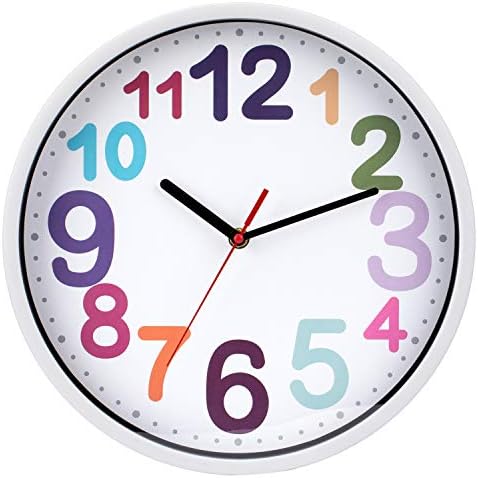 Стенен часовник Careland 12 инча Безшумни Не Тикающие На батерии Време за Обучение Кварцов Домашни Цветни Време на четене на обучение