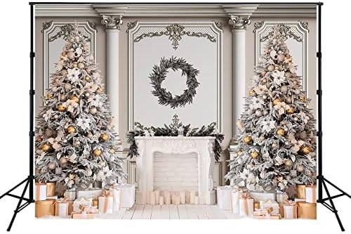 HISDH Коледен Фон за Коледното картина като Фон Коледен Ноел Камина Венец Ретро Бял Топъл Дом Прекрасни Декориране на Детски