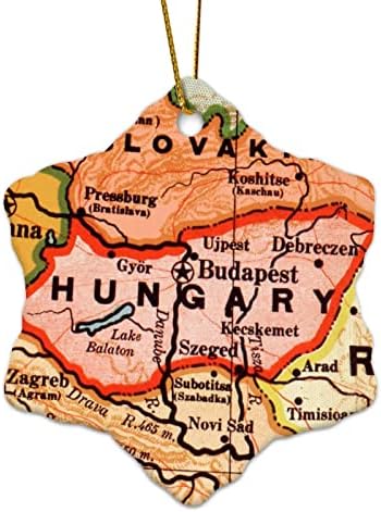 3-Инчов Карта на Унгария, Бижута, Реколта Карта на града в Ретро стил, Кръгли Коледна Украса за Деца, Момчета и Момичета, Висящи