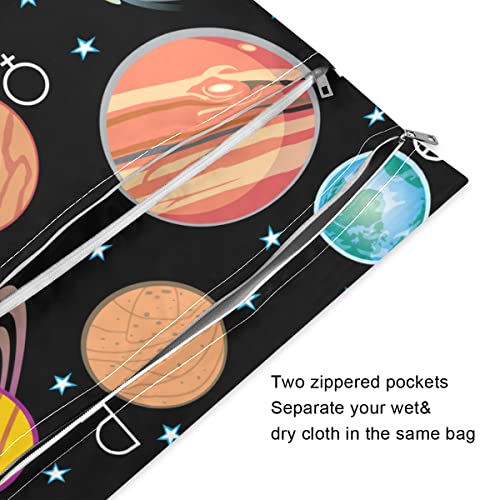 Планетите в Слънчевата Система Влажна, Суха Чанта за многократна употреба Влажна Пелена Чанта за Бански костюми Водоустойчив Влажна,