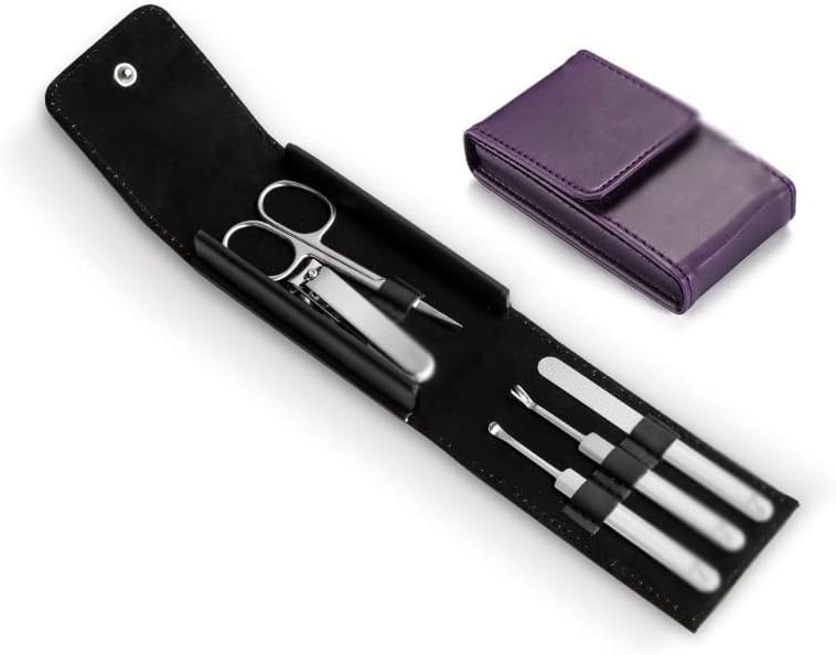 N/A Маникюр, определени нокторезачки, Ножици, Определени пилочек за нокти, Инструмент за грижа за ноктите с Кожен калъф (Цвят: лилаво, размер: