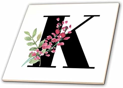 3dRose 3DRose Mahwish - Monogram - Изображение на K - плочки с цветя монограм (ct-371768-7)