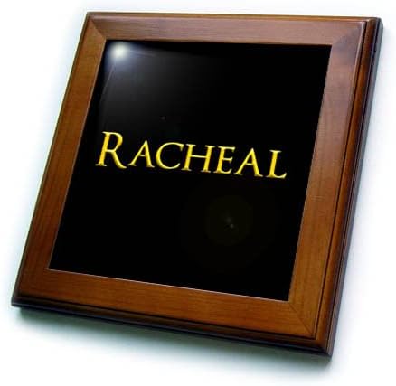 3dRose Racheal Популярно име за момиче в САЩ. Жълто черните. - Плочки, в рамката (ft-376090-1)