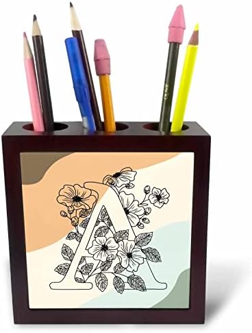 3 Начертайте монограм, първоначални цветове, фон с модел в стил бохо - държатели за писалки за плочки (ph-371114-1)