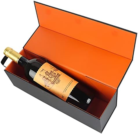 Подарък Кутия за вино PLAEVIAE 12,8 x 3,8 x 3.8 инча, Подарък Кутия За Течности, За Вино И Шампанско, Магнитна Сгъваема Подарък Кутия,