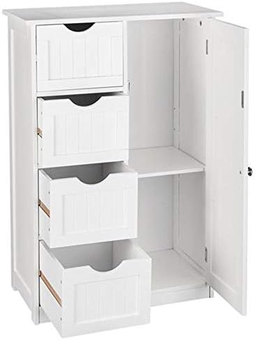 Однодверный шкаф за съхранение на Баня hsy с 4 чекмеджета самостоятелен Непромокаем Бял