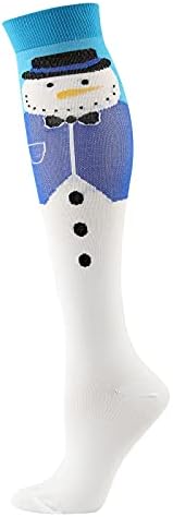 Забавни Коледни Чорапи до Коляното за Мъже, Меки Памучни Топли Пухкави Чорапи с Герои от Анимационни филми, Удобни Чорапи,