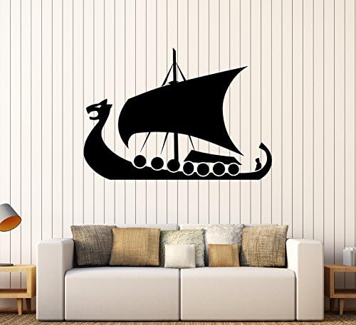 Дизайнерски Vinyl Стикер На стената Viking Ships Barbarian Kids Art Етикети за стая на Момче (250ig) Бордо