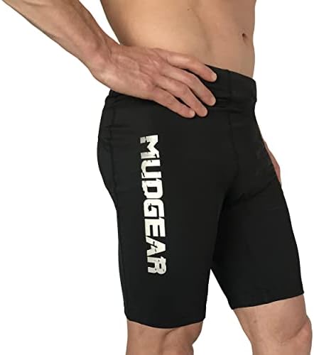 Компресия шорти MudGear - Черно 6-цолови Спортни шорти с вътрешен шев и джобове с цип за Бягане, тренировки и други спортове