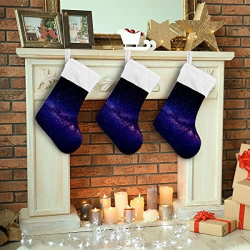Коледни Чорапи, Лилава Звездното Небе Galaxy Мистерия Бял Плюшен Маншет От Мерсеризованного Кадифе Семеен Празник Персонализирани