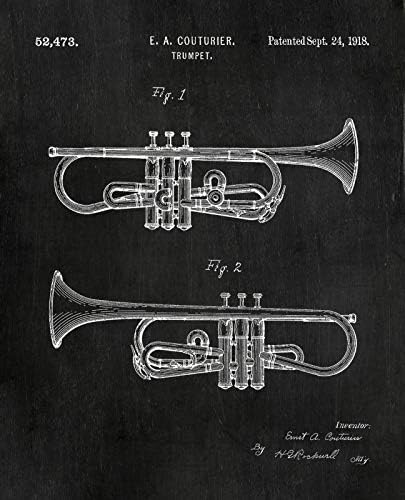 Джаз инструменти, Лакирана Стена Щампи, Комплект от 8 (8x10) Подаръци за Музиканти, Декорация на Музикална студия и Без рамка