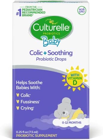 Пробиотици за бебета, Успокояващи капки за колики плюс от Culturelle, Помагат за Успокояване на колики, нервност и плач при деца 0-12 месеца,