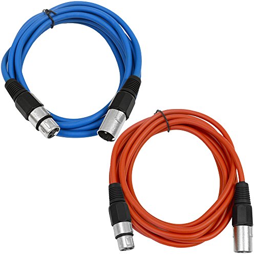 Сеизмичен аудиосигнал - SAXLX-6 -2 комплект 6-инчов свързващи кабели XLR за мъже и XLR за жени - Балансиран 6 фута свързващ кабел - Черно-черен