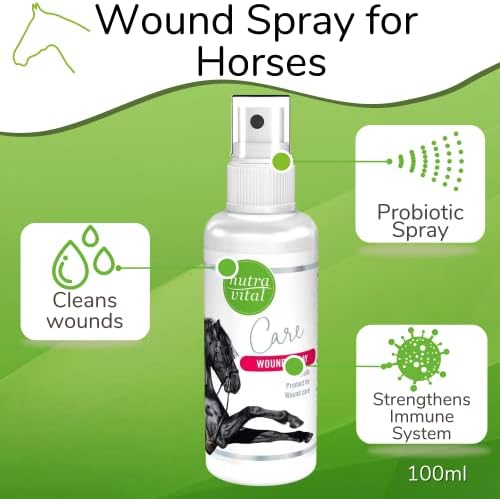 Спрей за рани NutraVital Грижи за конете (3,38 унция) - Напълно естествено бързодействащ препарат за ускоряване на лечебния